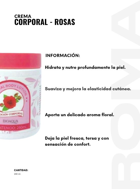 CREMA CORPORAL ROSAS 260ML BIOAQUA - 2