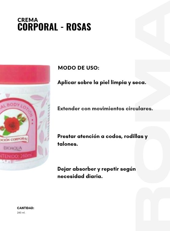 CREMA CORPORAL ROSAS 260ML BIOAQUA - 3