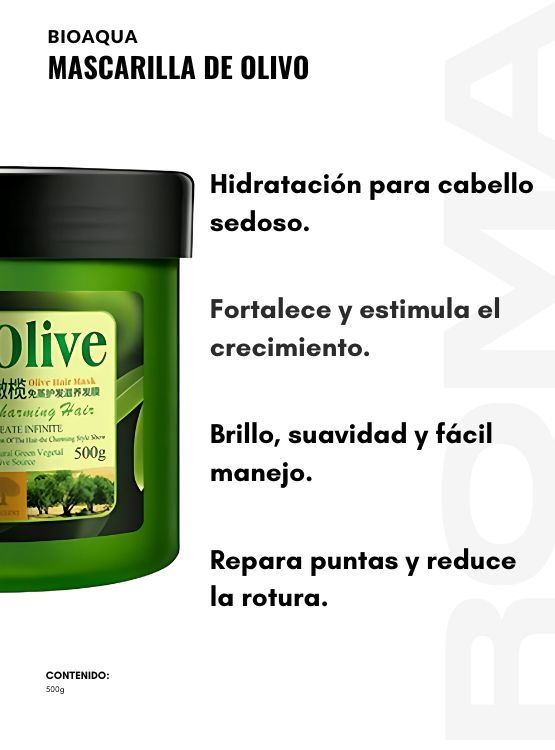 PACK 3 MASCARILLA DE OLIVO PARA EL CABELLO BIOAQUA 1500G - 2