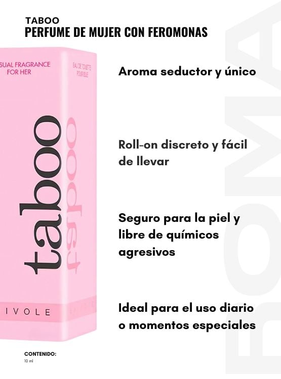 PERFUME ROSA CON FEROMONAS PARA MUJER TABOO 10ML - 2