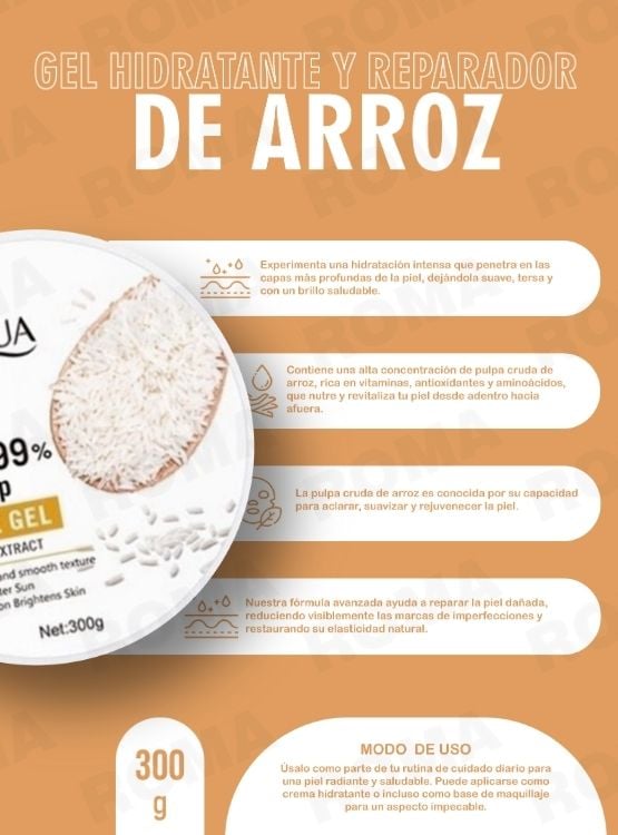 PACK 2 GEL HIDRATANTE Y REPARADOR FACIAL DE ARROZ BIOAQUA 600G - 2