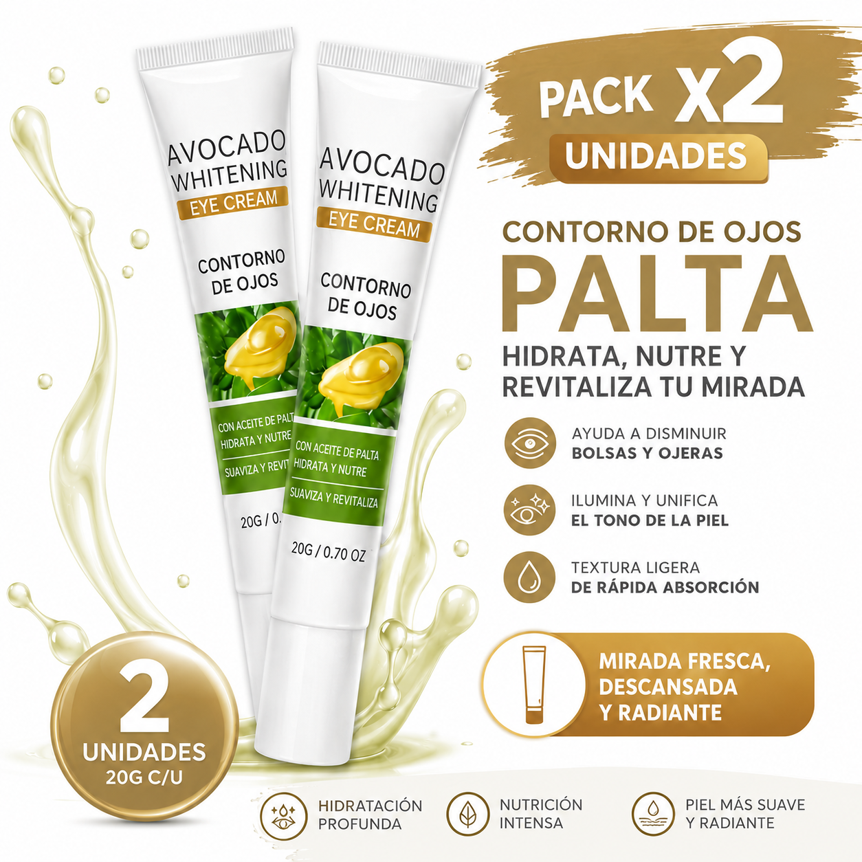 PACK 2 CONTORNO DE OJOS PALTA 20G BIOAQUA - 1