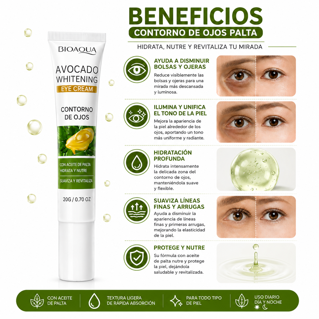 PACK 2 CONTORNO DE OJOS PALTA 20G BIOAQUA - 2