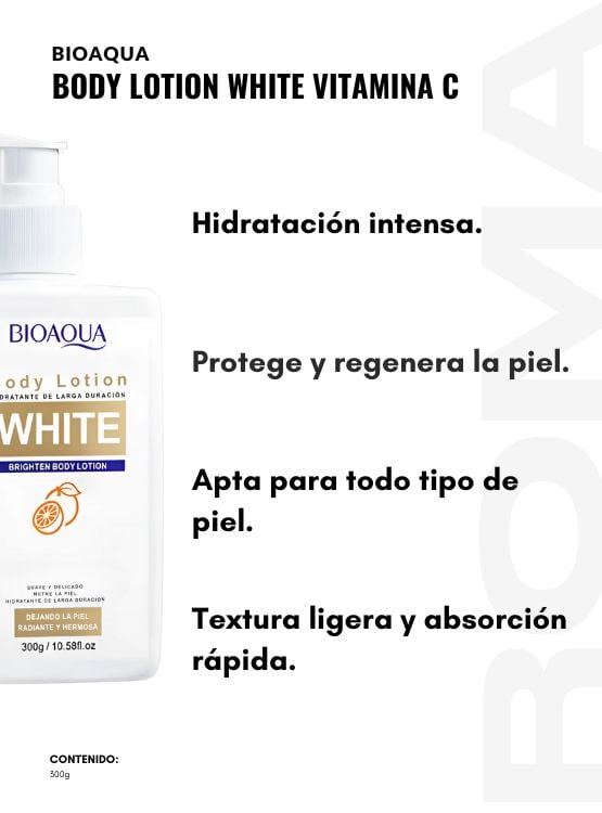 PACK 3 LOCIÓN CORPORAL WHITE CON VITAMINA C BIOAQUA 900G - 2