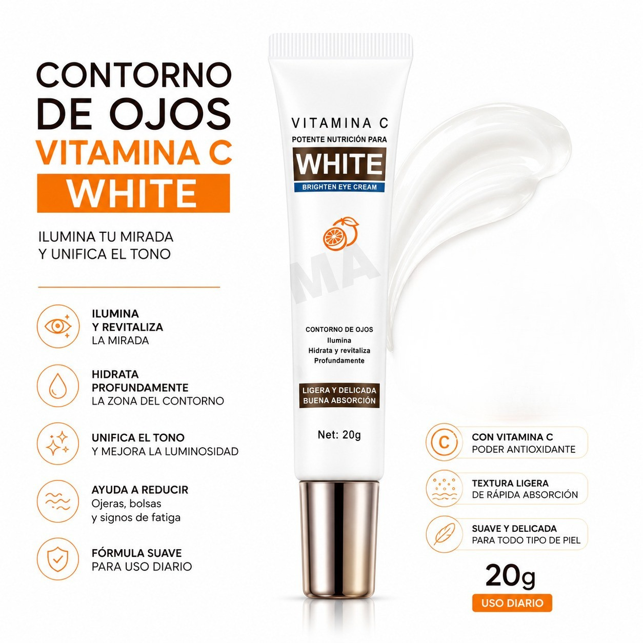 CONTORNO DE OJOS VITAMINA C WHITE 20G BIOAQUA - 1