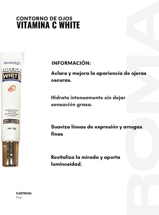 CONTORNO DE OJOS VITAMINA C WHITE 20G BIOAQUA - 2