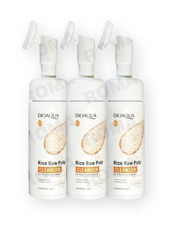 PACK 3 LIMPIADOR FACIAL DE ARROZ BIOAQUA 450ML - 1