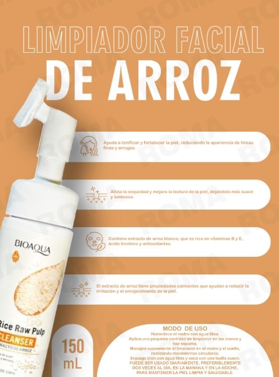 PACK 3 LIMPIADOR FACIAL DE ARROZ BIOAQUA 450ML - 2