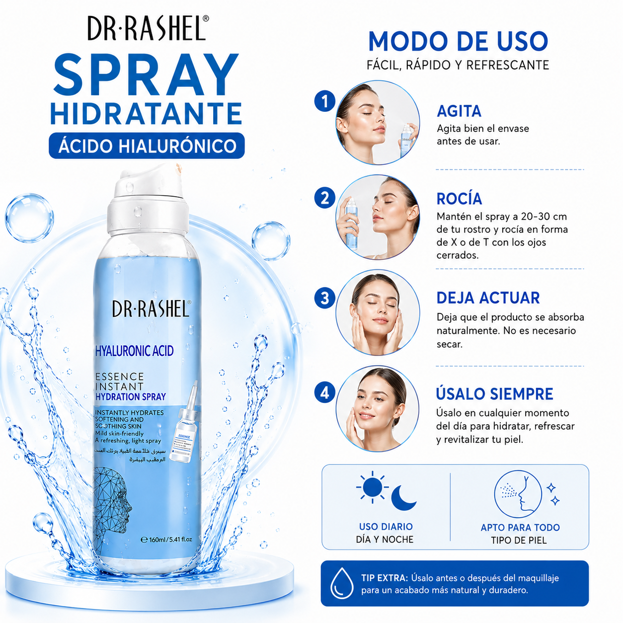 SPRAY HIDRATANTE ÁCIDO HIALURÓNICO 160ML DR RASHEL - 3