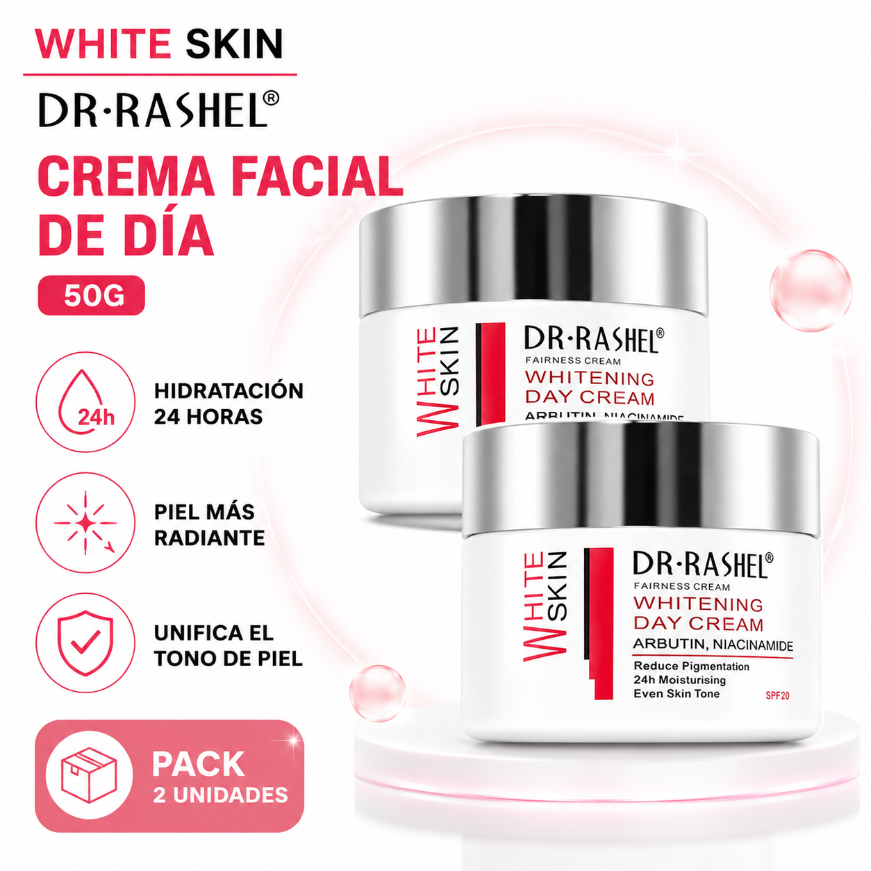 PACK 2 CREMA FACIAL DE DÍA WHITE SKIN 50G DR RASHEL - 1