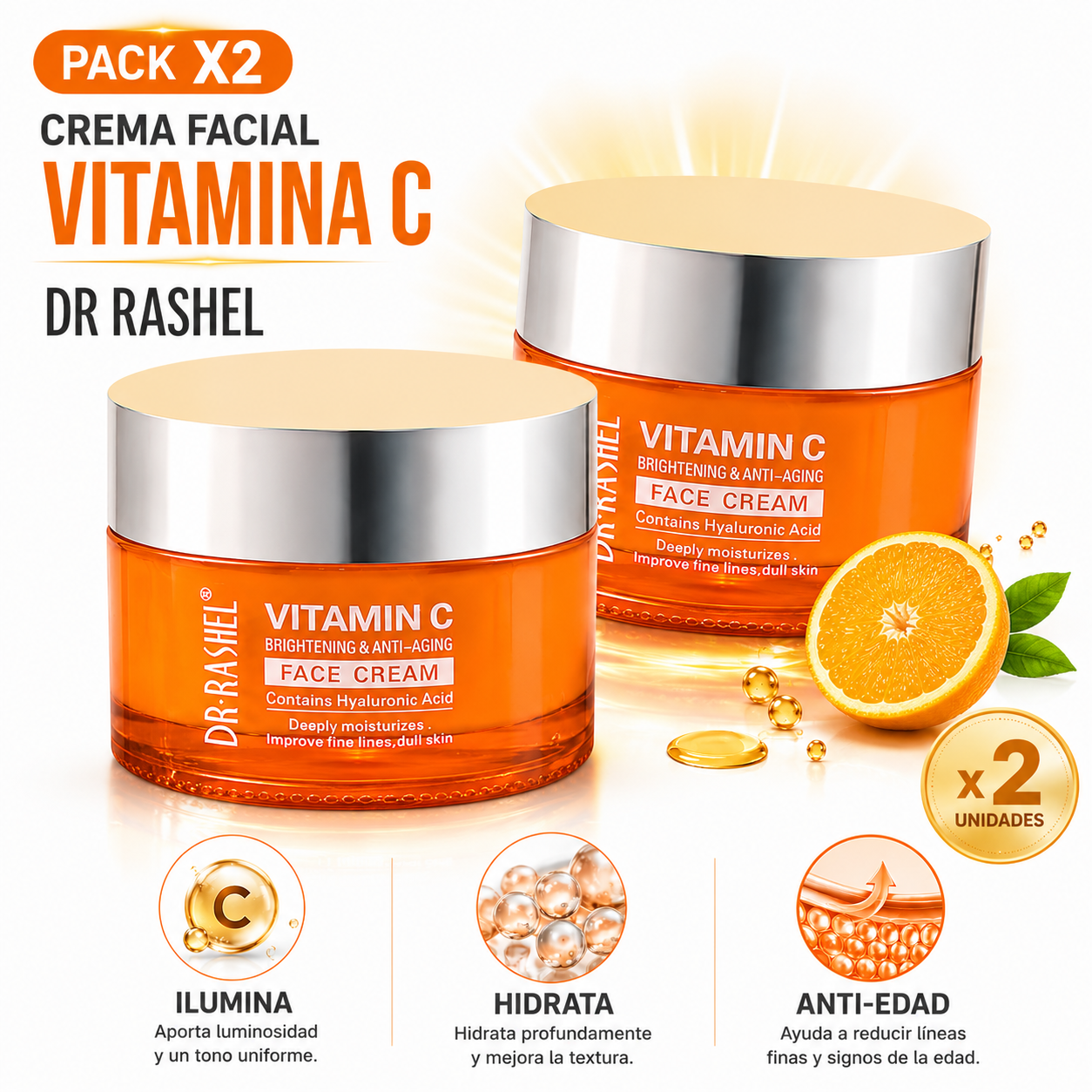 PACK 2 CREMA FACIAL VITAMINA C 50ML DR RASHEL - 1