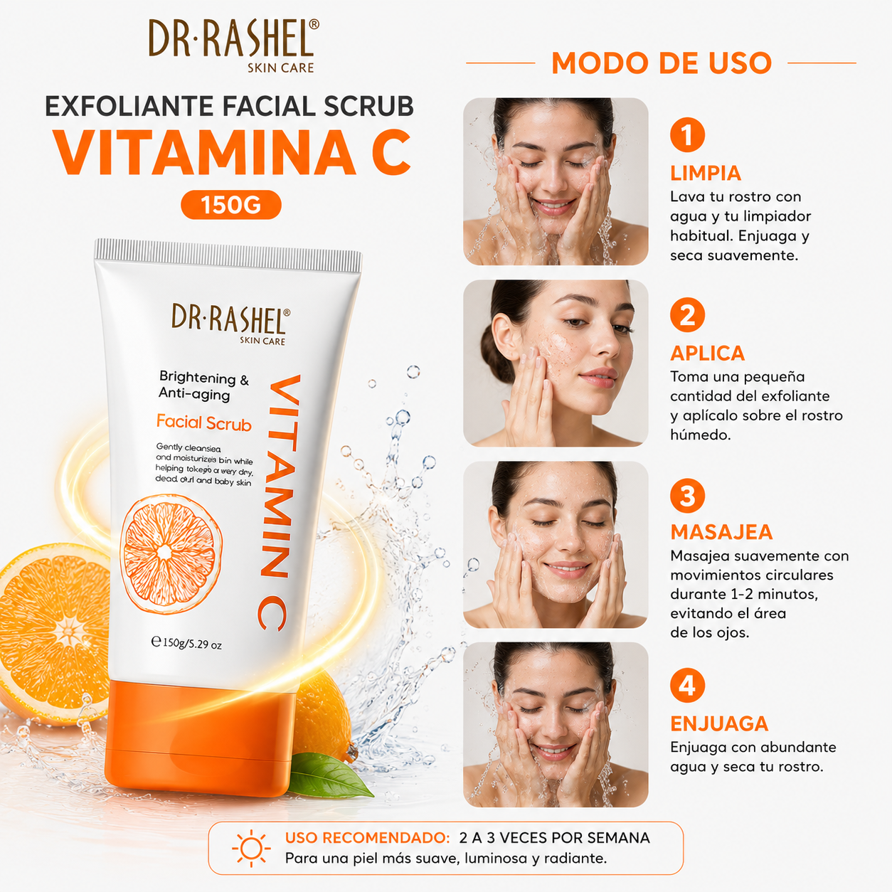 PACK 3 EXFOLIANTE FACIAL SCRUB VITAMINA C 150G DR RASHEL - 3