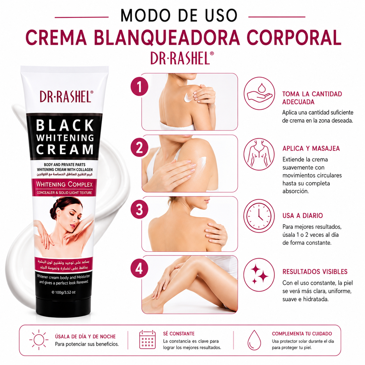 PACK 3 CREMA BLANQUEADORA CORPORAL CLÁSICA 100G DR RASHEL - 3