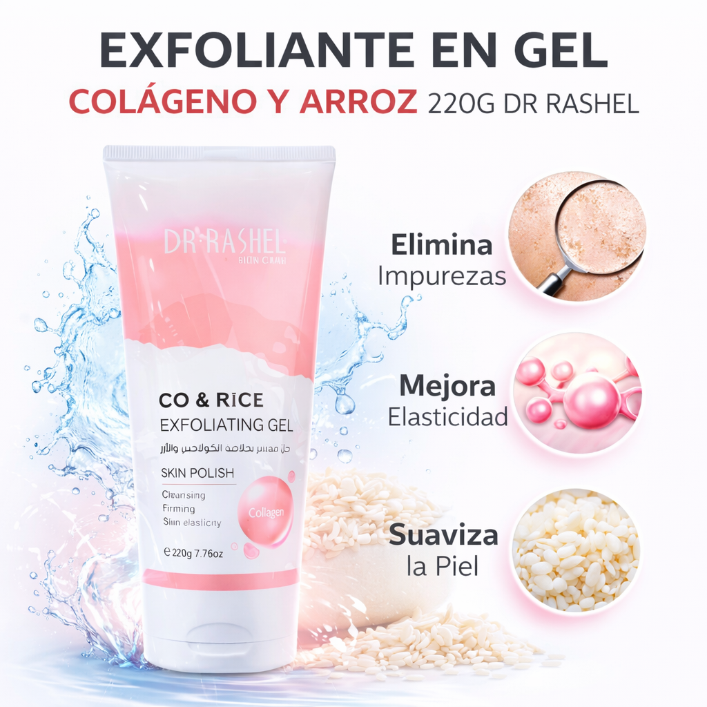 EXFOLIANTE EN GEL COLÁGENO Y ARROZ 220G DR RASHEL - 1