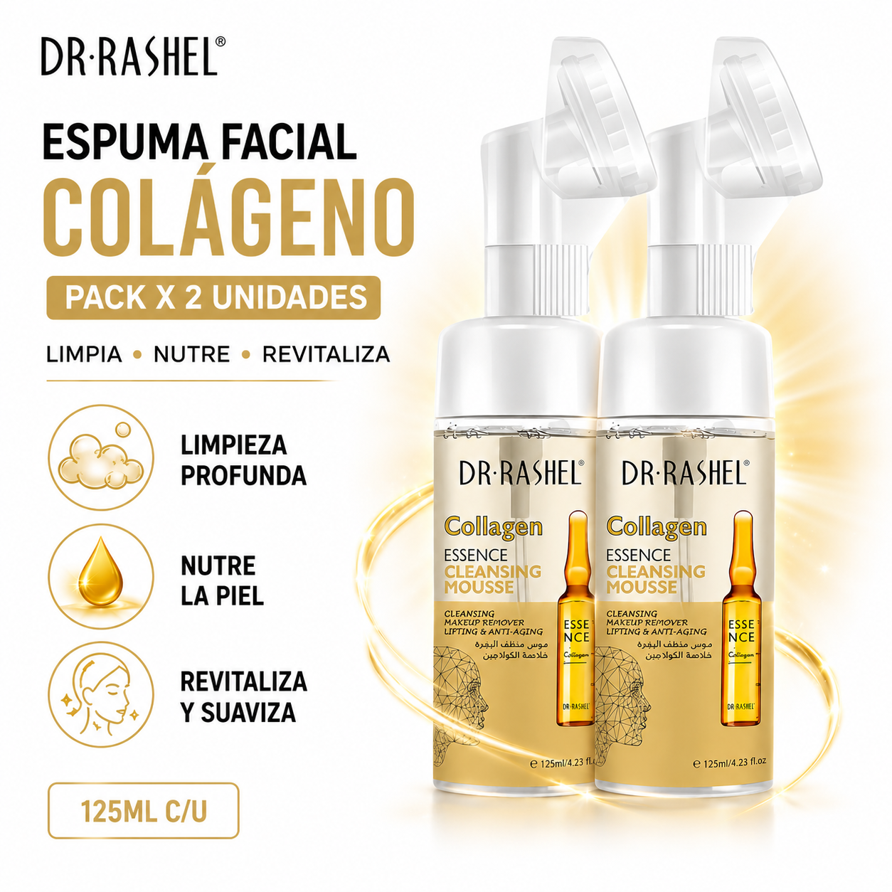 PACK 2 ESPUMA FACIAL COLÁGENO 125ML DR RASHEL - 1