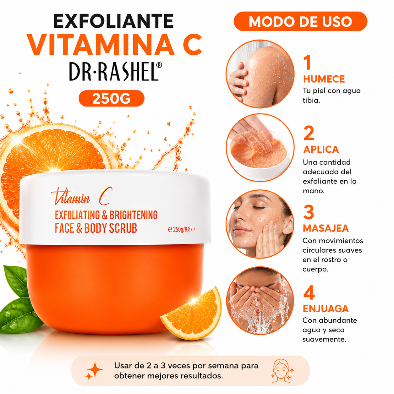 PACK 2 EXFOLIANTE CORPORAL Y FACIAL VITAMINA C 250G DR RASHEL - 3