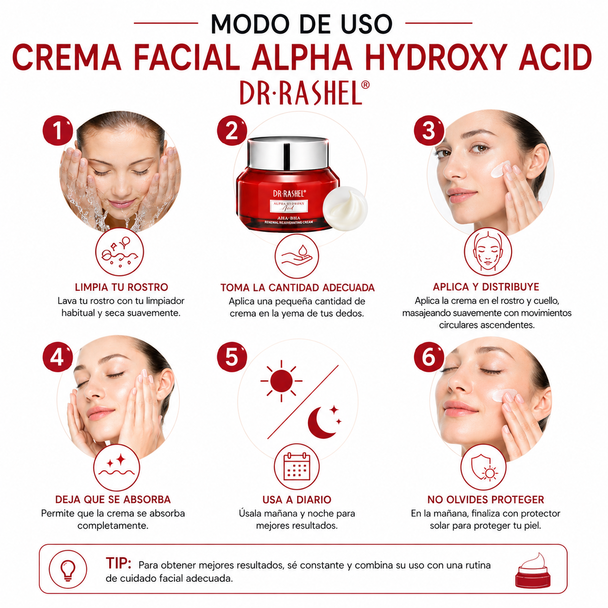 PACK 3 CREMA FACIAL ALPHA HYDROXY ACID 50G DR RASHEL - 3