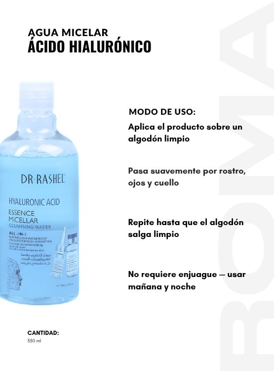 PACK 3 AGUA MICELAR ÁCIDO HIALURÓNICO 350ML DR RASHEL - 3