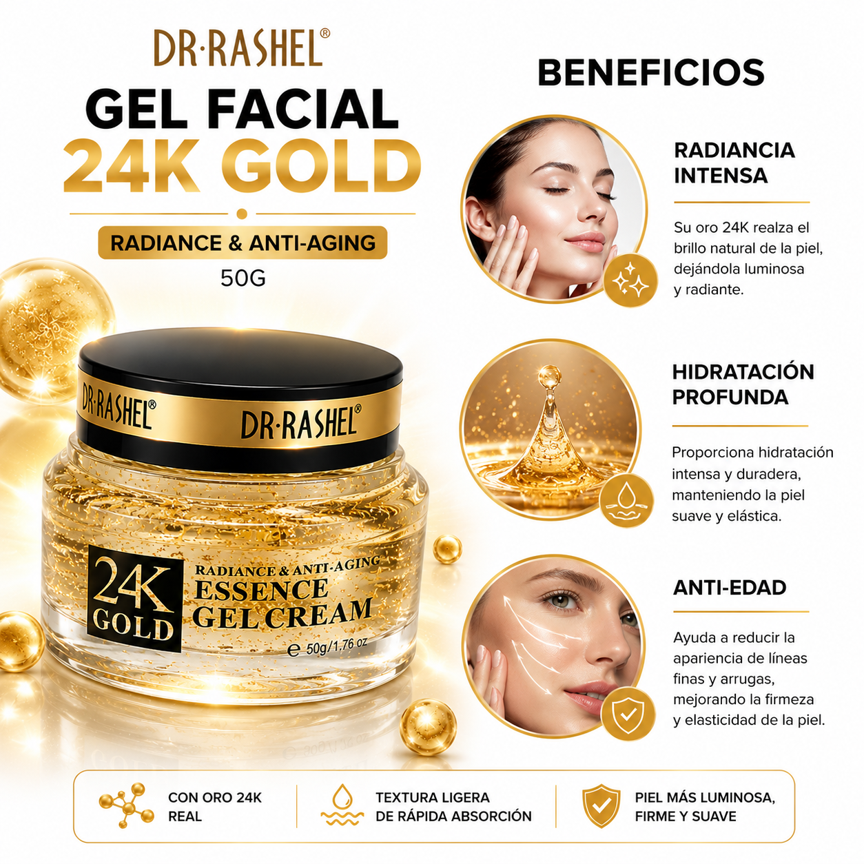 GEL FACIAL 24K GOLD 50G DR RASHEL - 2