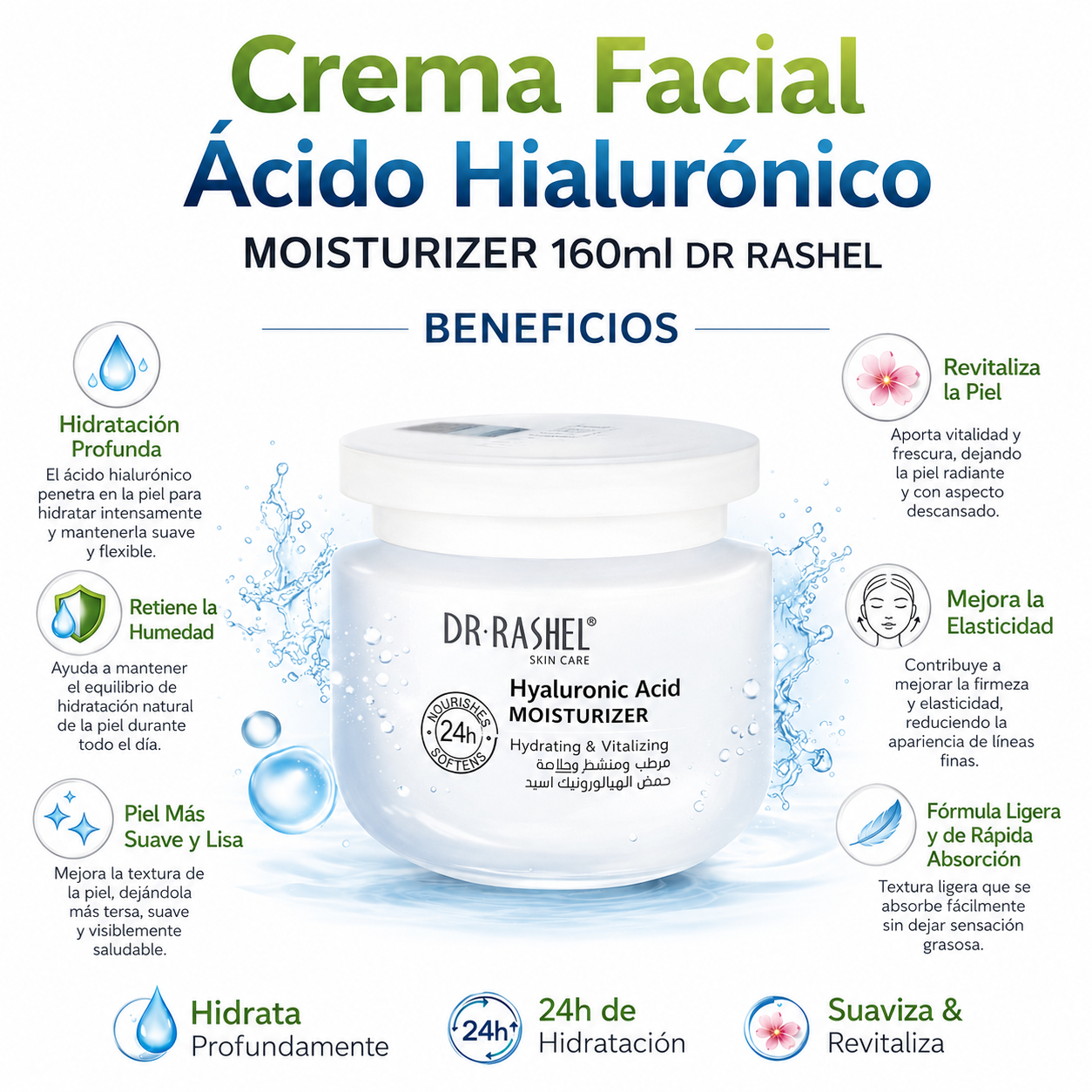 CREMA FACIAL ÁCIDO HIALURÓNICO MOISTURIZER 160ML DR RASHEL - 2