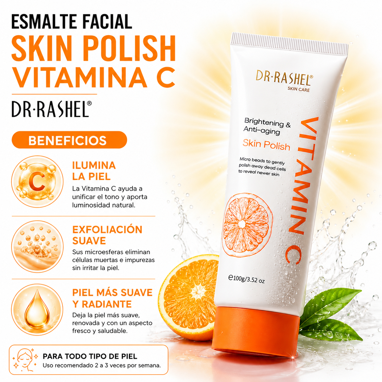 PACK 2 ESMALTE FACIAL SKIN POLISH VITAMINA C 100G DR RASHEL - 2