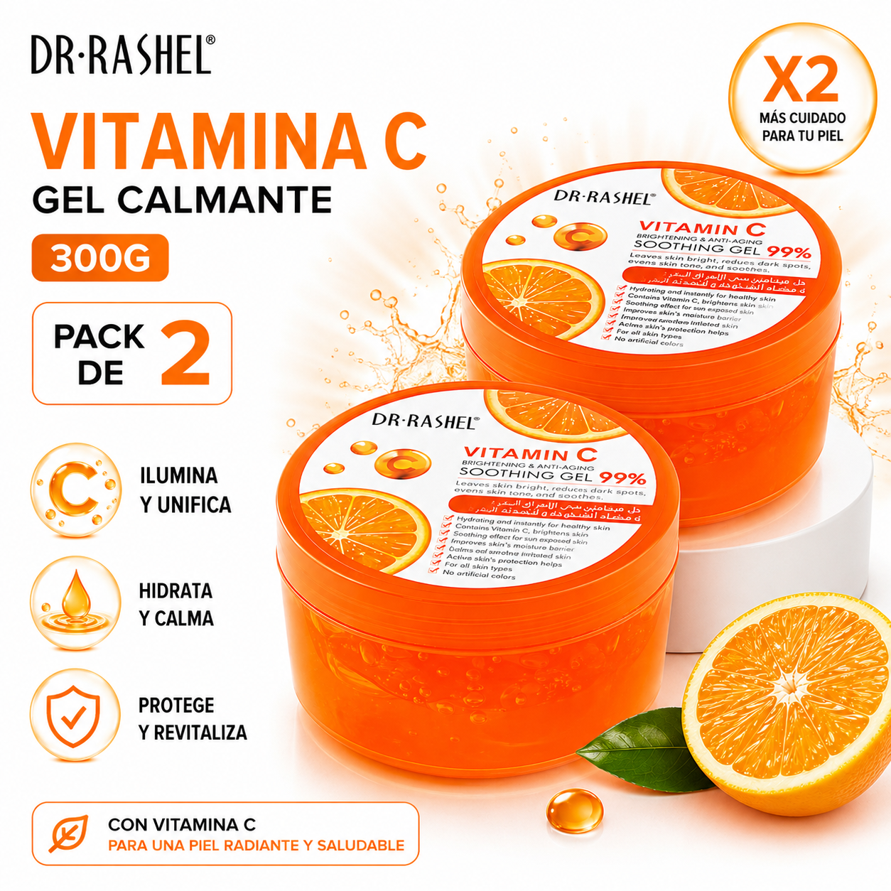 PACK 2 GEL CALMANTE VITAMINA C 300G DR RASHEL - 1