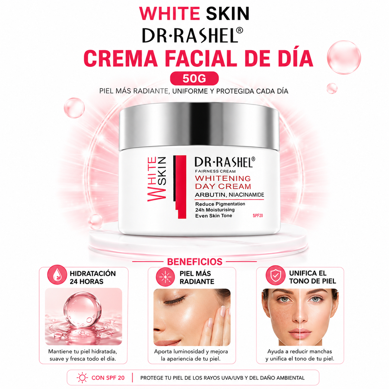 PACK 3 CREMA FACIAL DE DÍA WHITE SKIN 50G DR RASHEL - 2