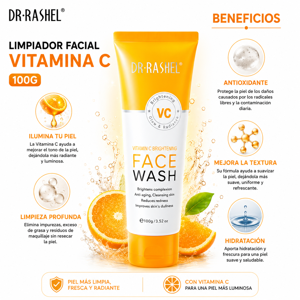 LIMPIADOR FACIAL VITAMINA C 100G DR RASHEL - 2