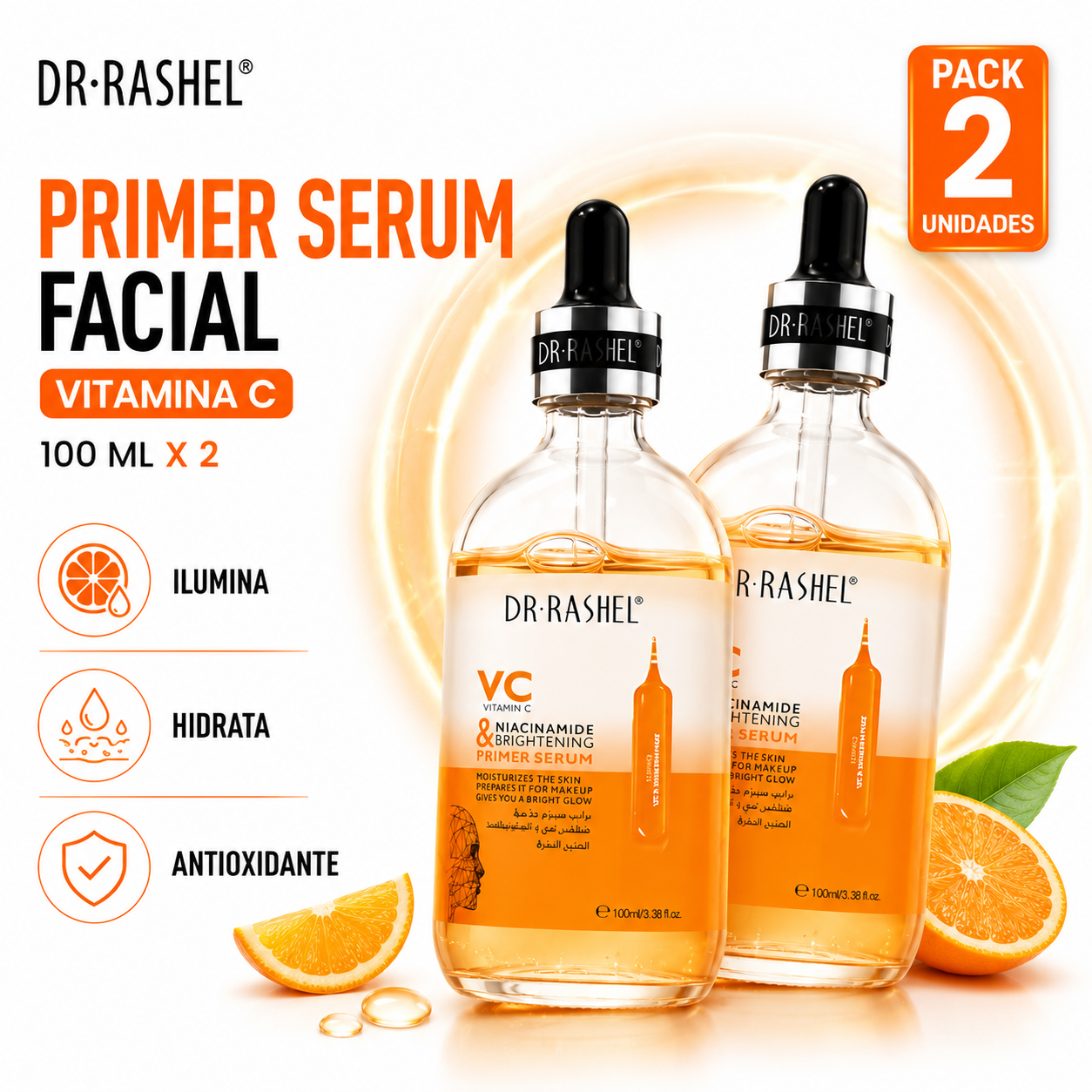 PACK 2 PRIMER SERUM FACIAL VITAMINA C 100 ML DR RASHEL - 1
