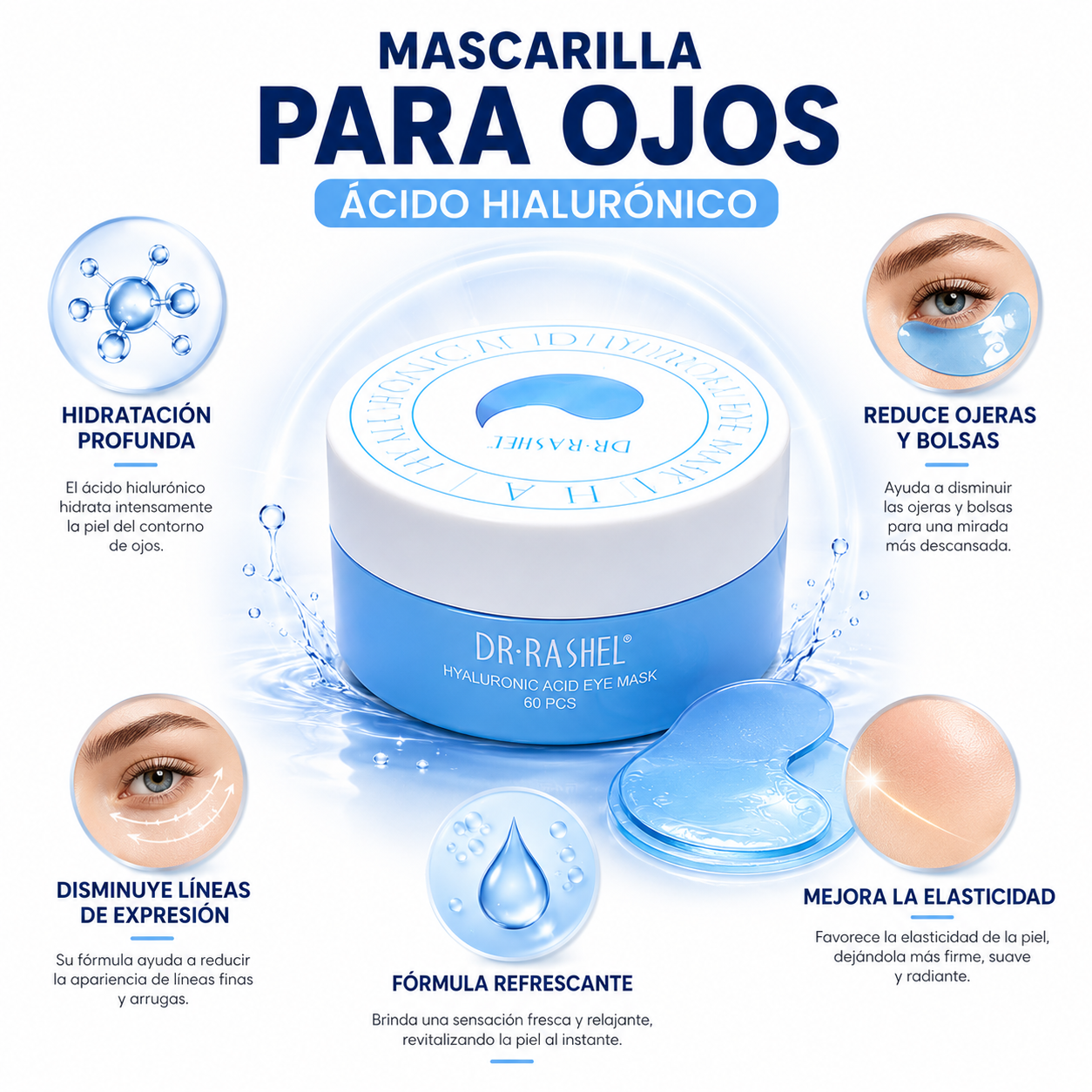 MASCARILLA PARA OJOS ÁCIDO HIALURÓNICO 60 PZS DR RASHEL - 2