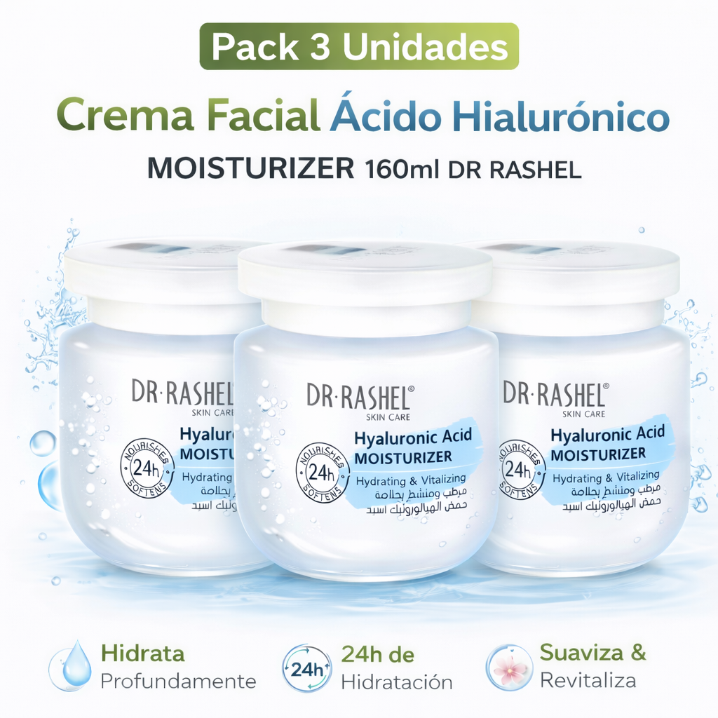 PACK 3 CREMA FACIAL ÁCIDO HIALURÓNICO MOISTURIZER 160ML DR RASHEL - 1
