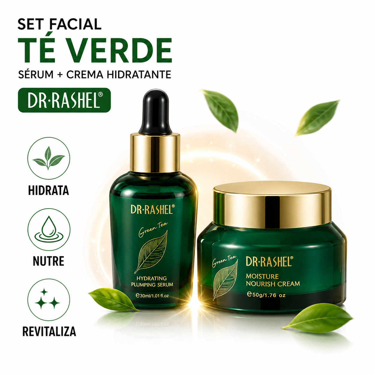 SET FACIAL TÉ VERDE SERUM Y CREMA HIDRATANE 50G DR RASHEL - 1