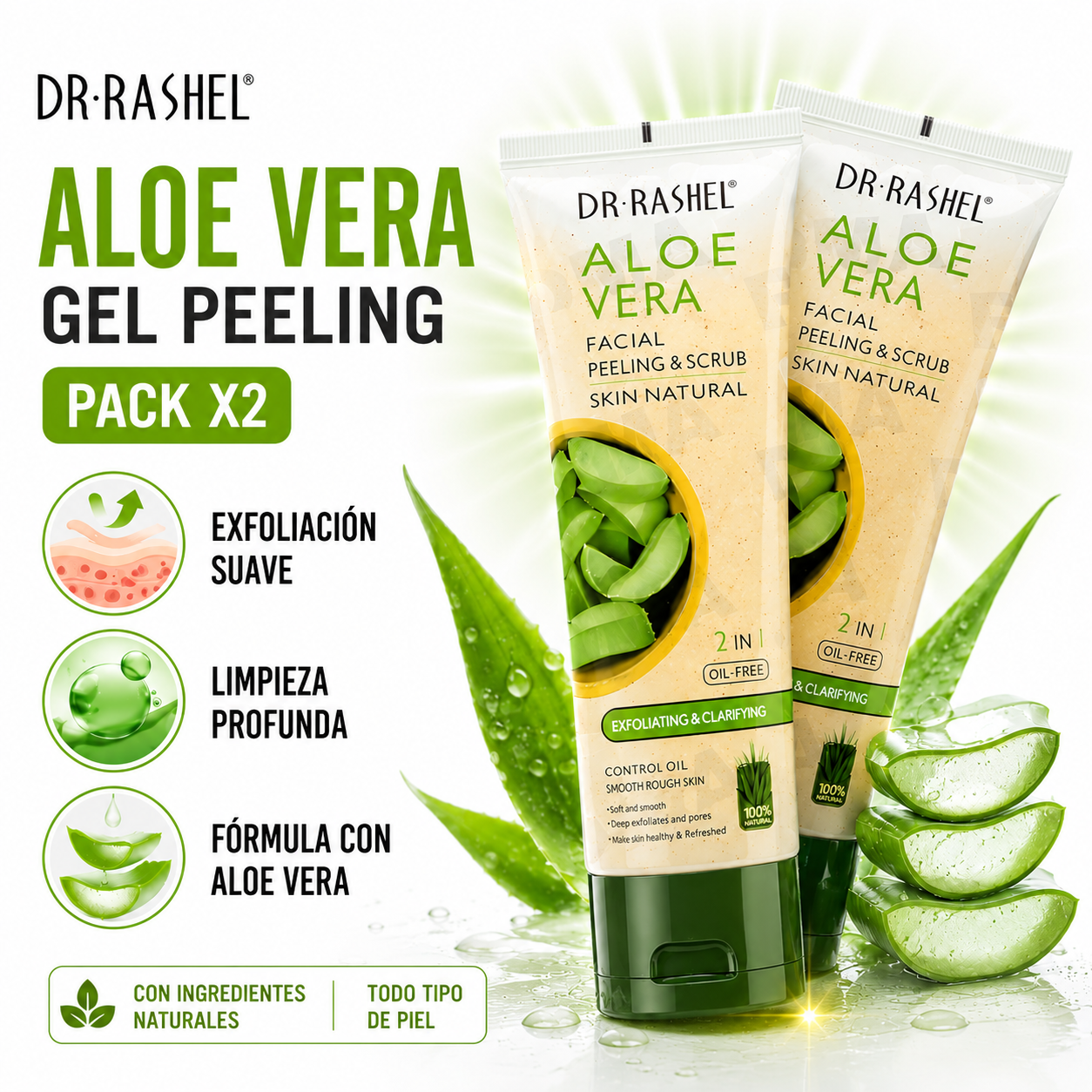PACK 2 GEL PEELING ALOE VERA 100ML DR RASHEL - 1