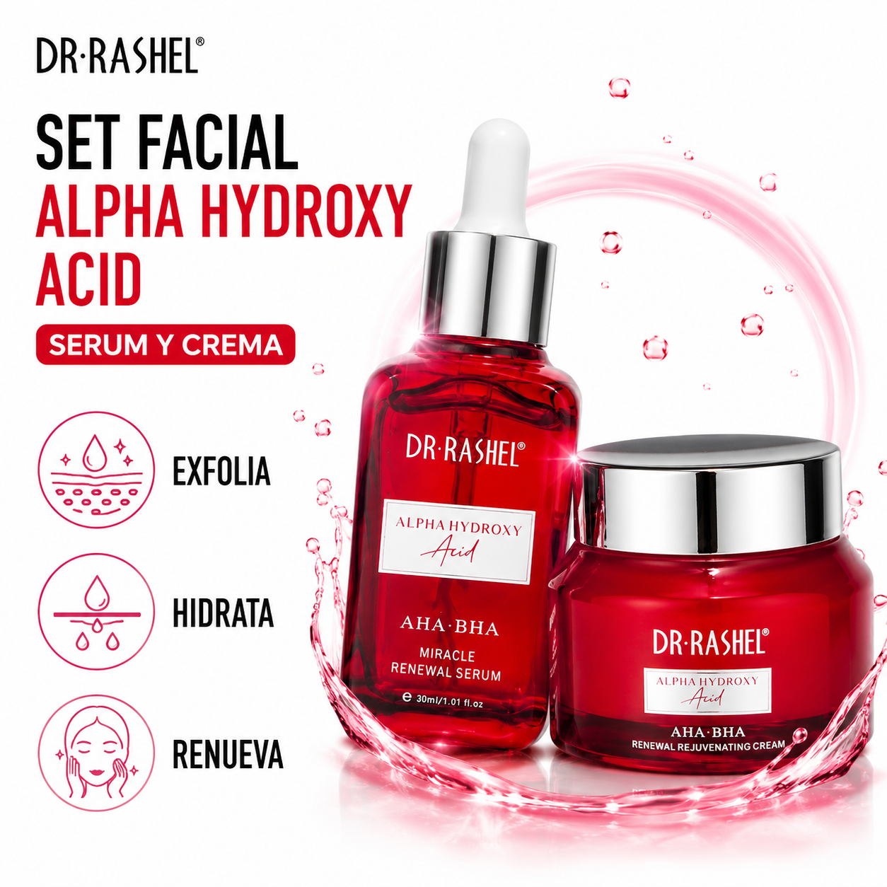 SET FACIAL ALPHA HYDROXY ACID SERUM Y CREMA DR RASHEL - 1