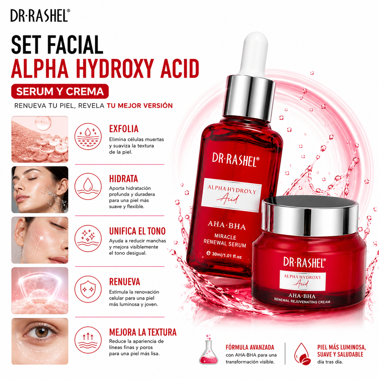 SET FACIAL ALPHA HYDROXY ACID SERUM Y CREMA DR RASHEL - 2