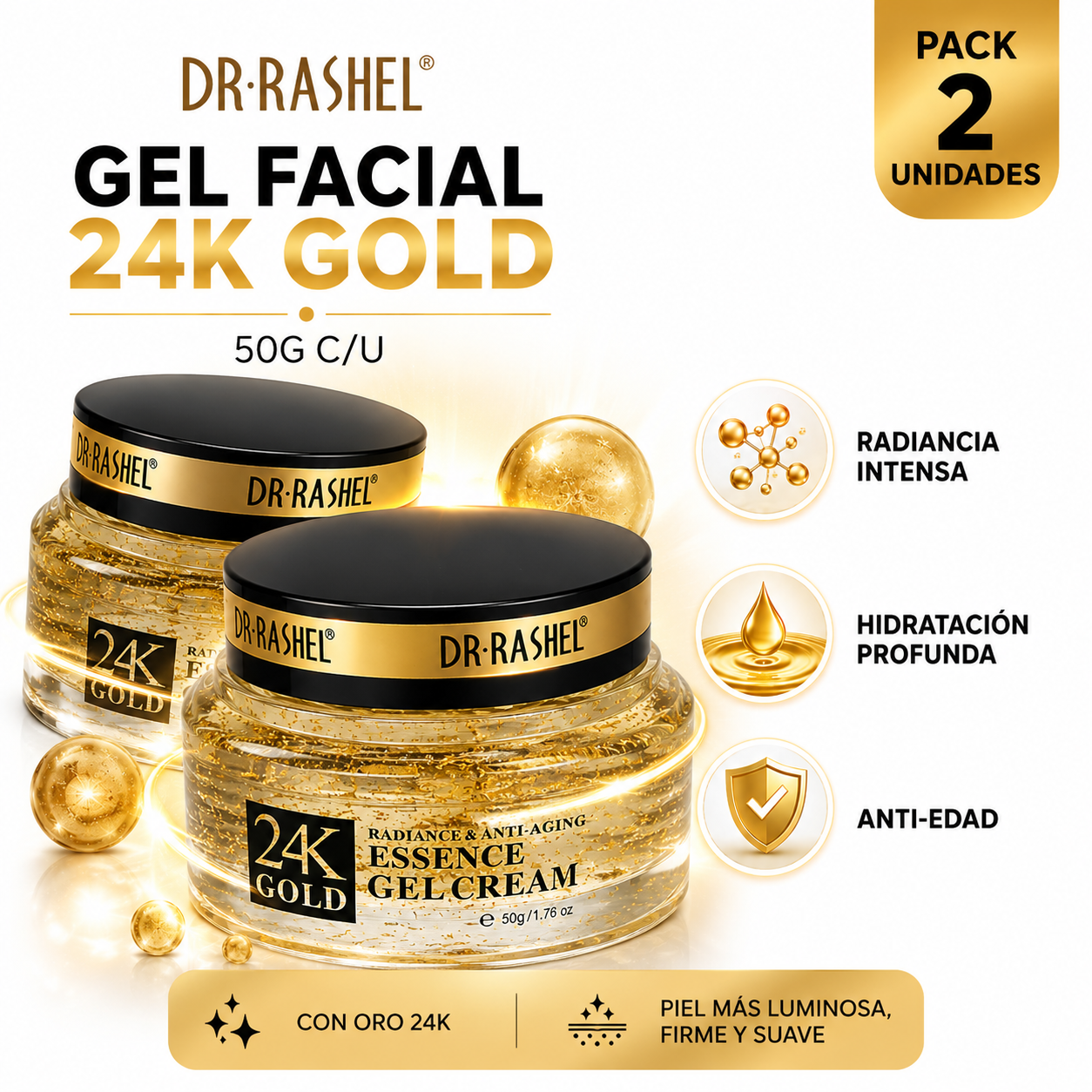 PACK 2 GEL FACIAL 24K GOLD 50G DR RASHEL - 1