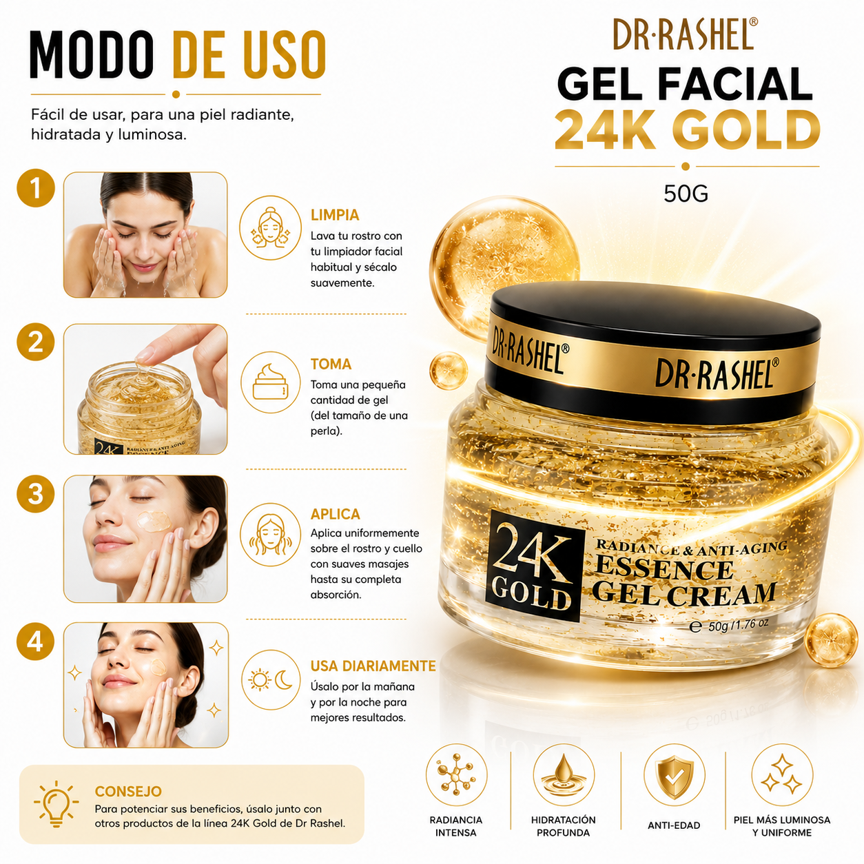 PACK 2 GEL FACIAL 24K GOLD 50G DR RASHEL - 3