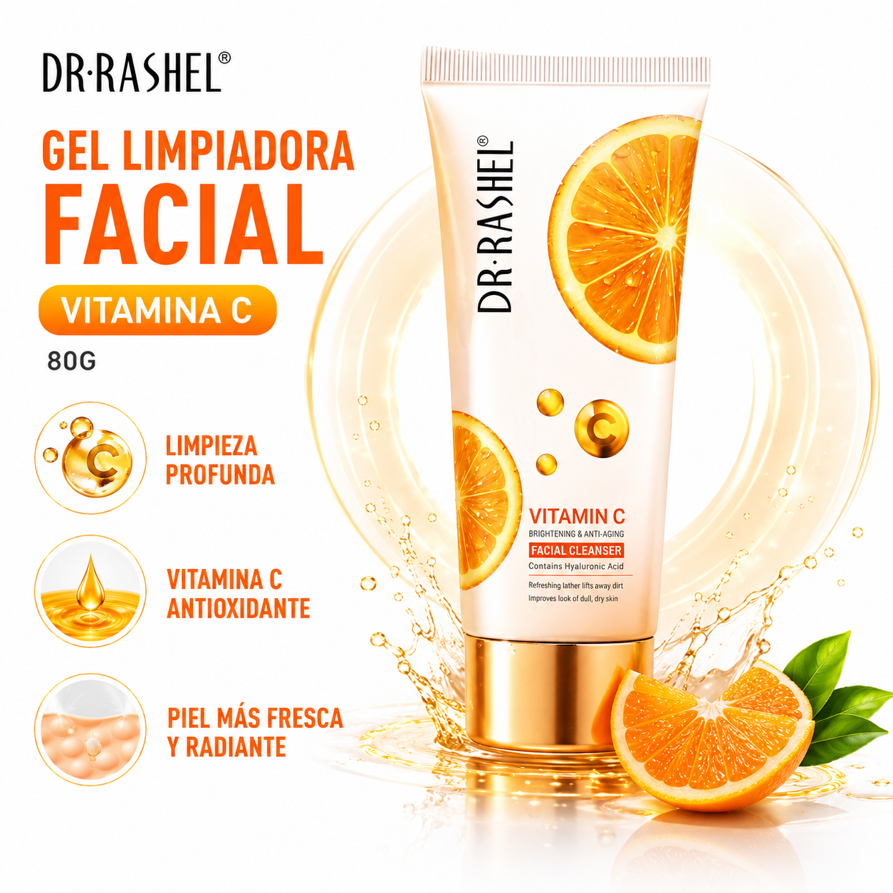 GEL LIMPIADORA FACIAL VITAMINA C 80G DR RASHEL - 1