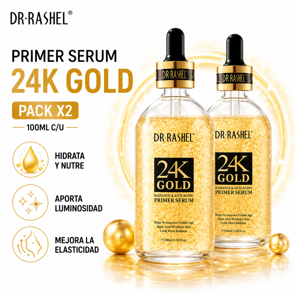 PACK 2 PRIMER SERUM 24K GOLD 100ML DR RASHEL - 1