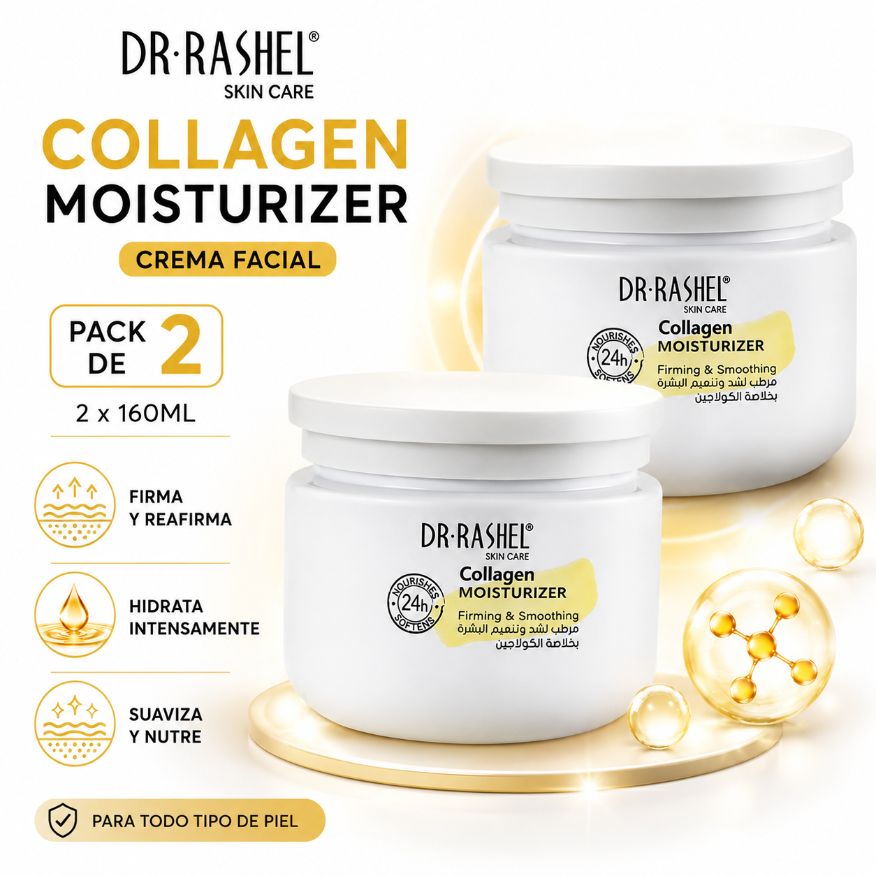PACK 2 CREMA FACIAL COLLAGEN MOISTURIZER 160ML DR RASHEL - 1