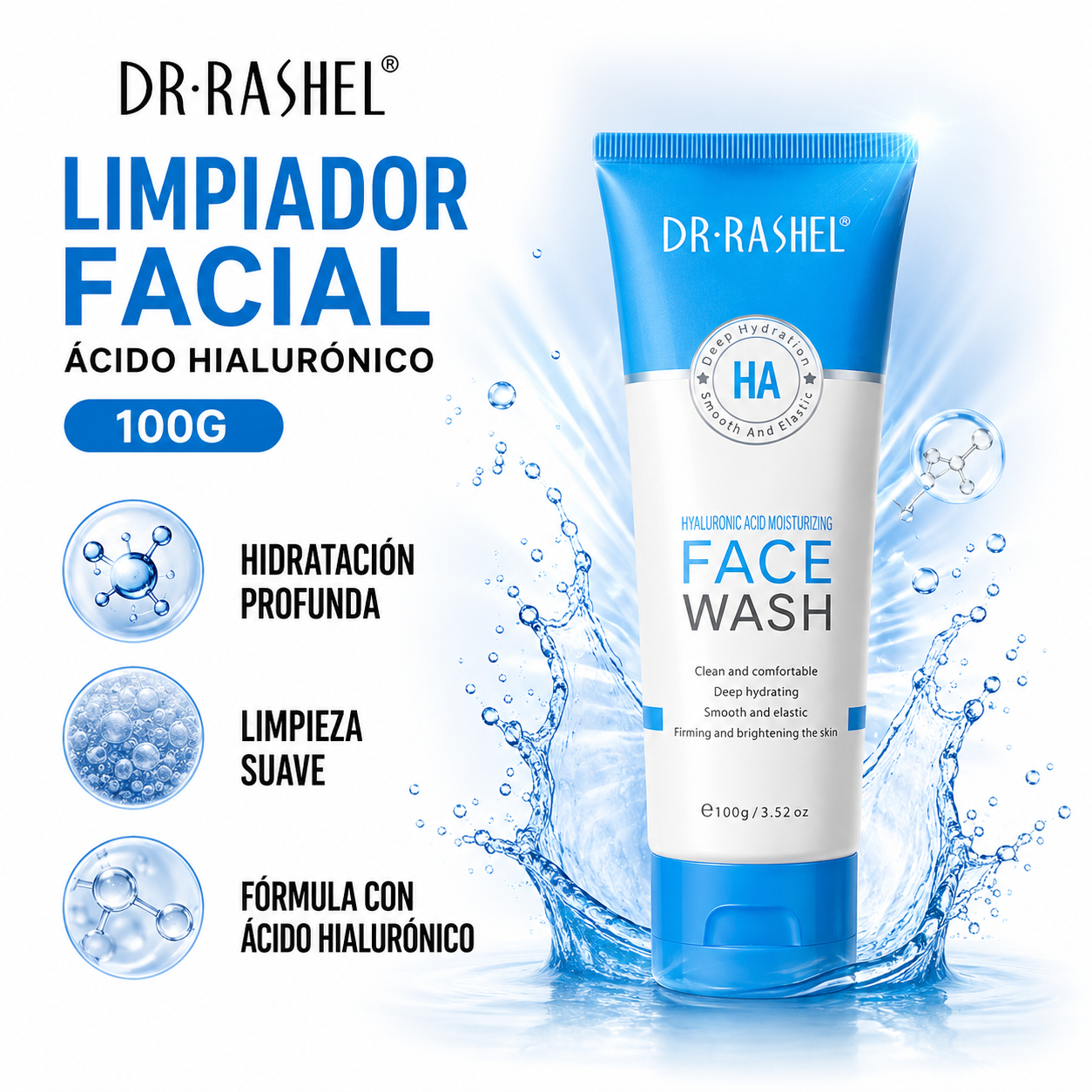 LIMPIADOR FACIAL ÁCIDO HIALURÓNICO 100G DR RASHEL - 1