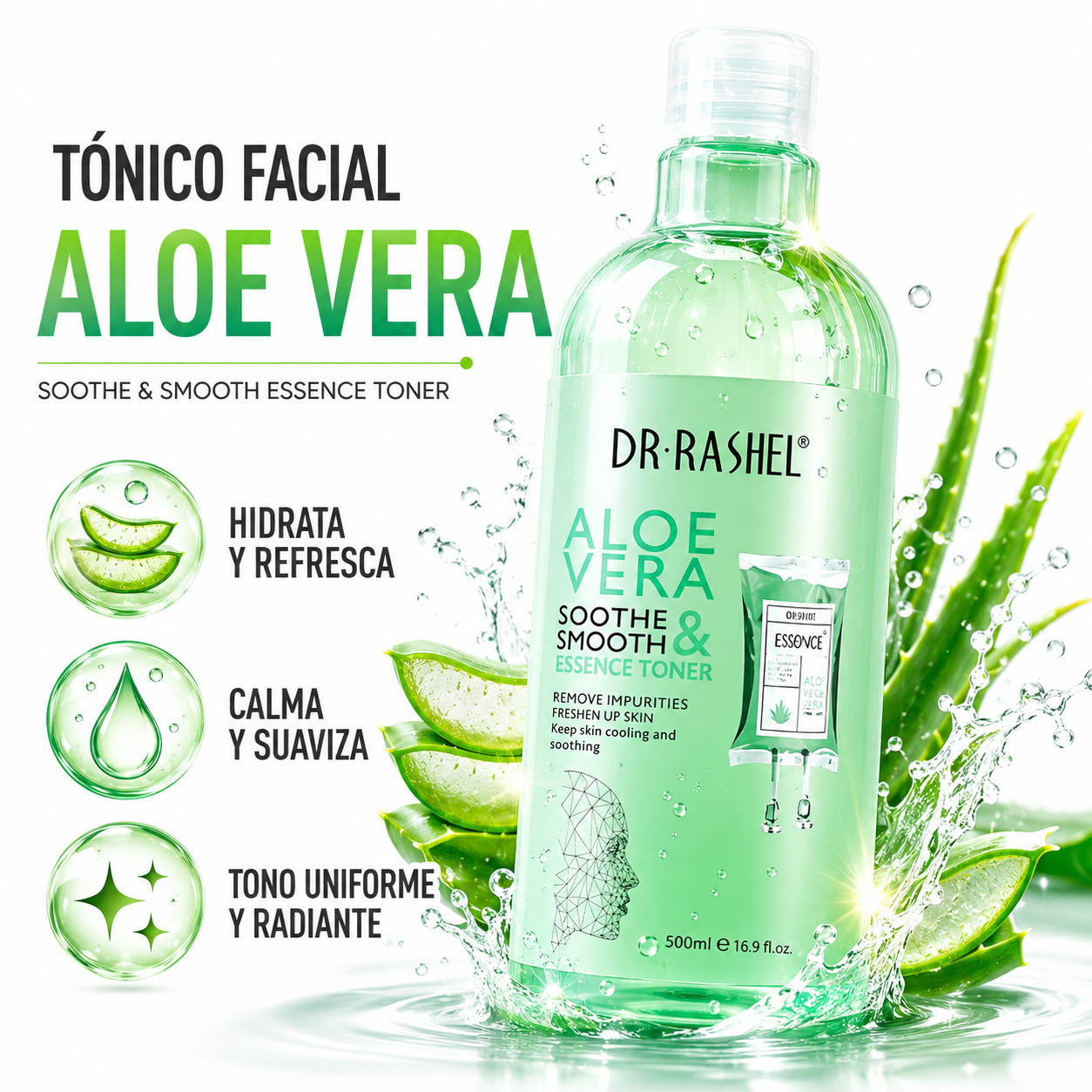 TÓNICO FACIAL ALOE VERA 500ML DR RASHEL - 1
