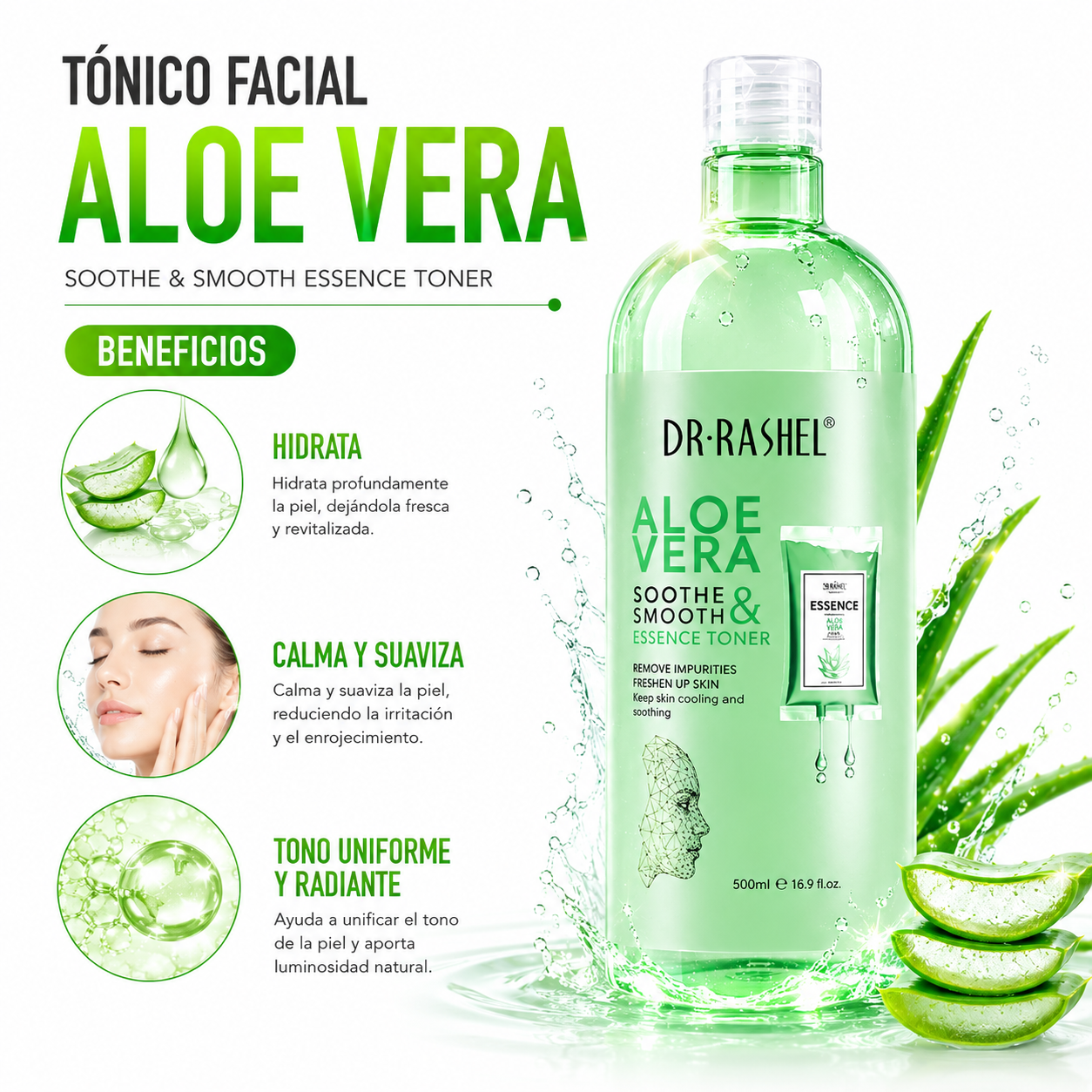 TÓNICO FACIAL ALOE VERA 500ML DR RASHEL - 2