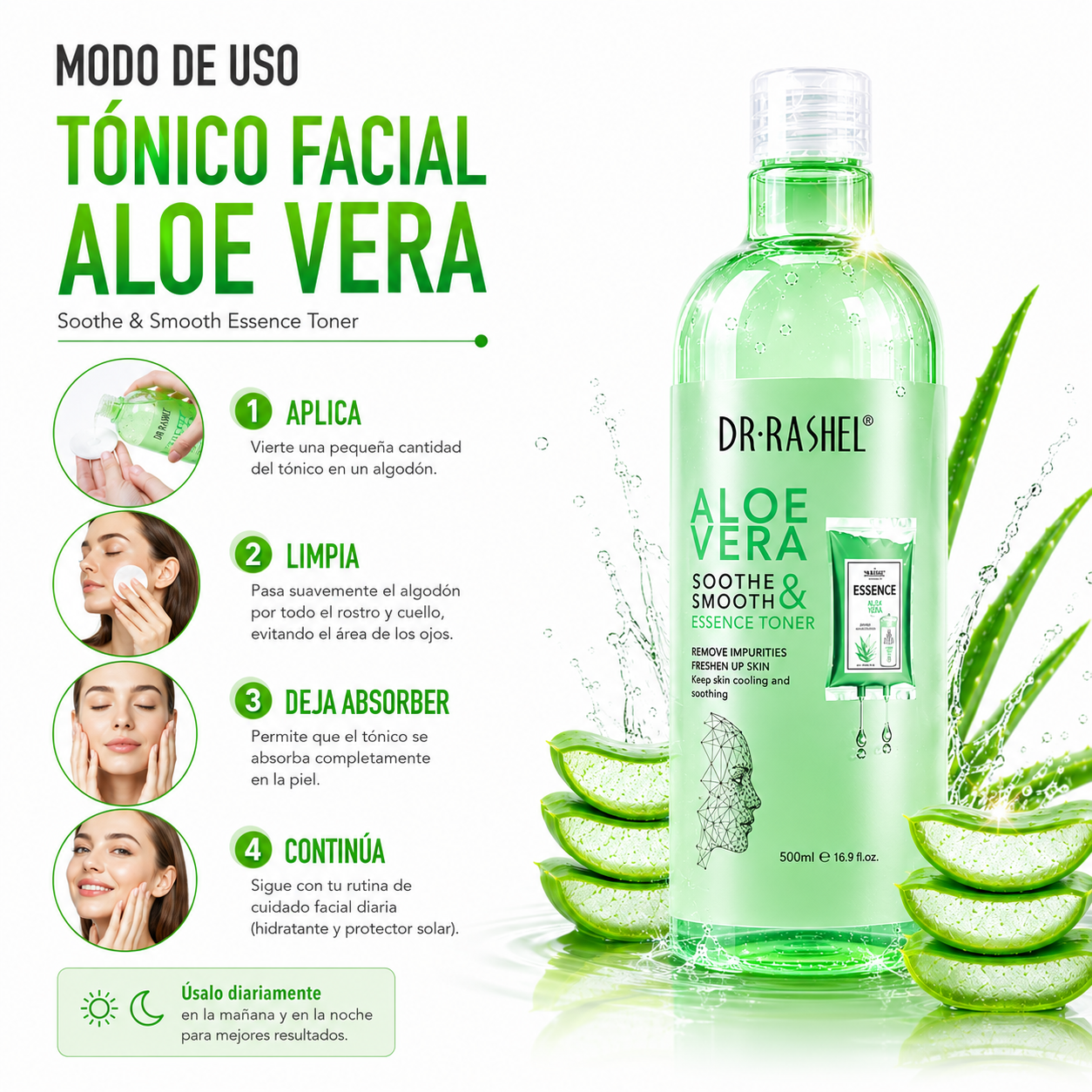 TÓNICO FACIAL ALOE VERA 500ML DR RASHEL - 3