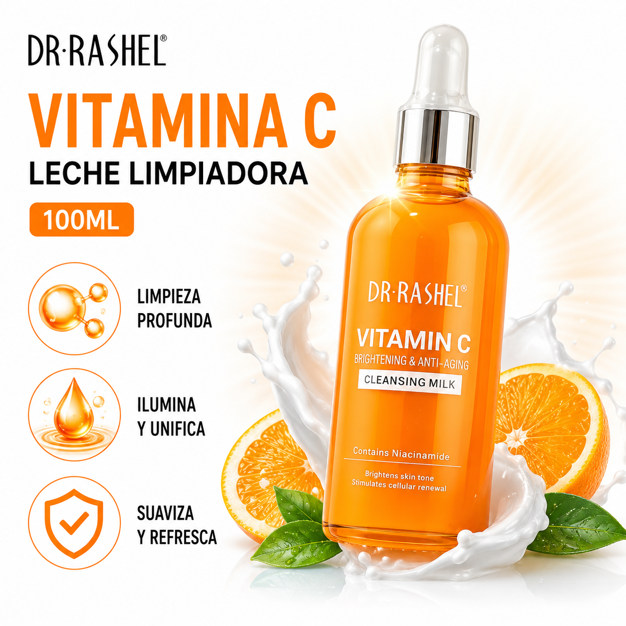 LECHE LIMPIADORA VITAMINA C 100ML DR RASHEL - 1