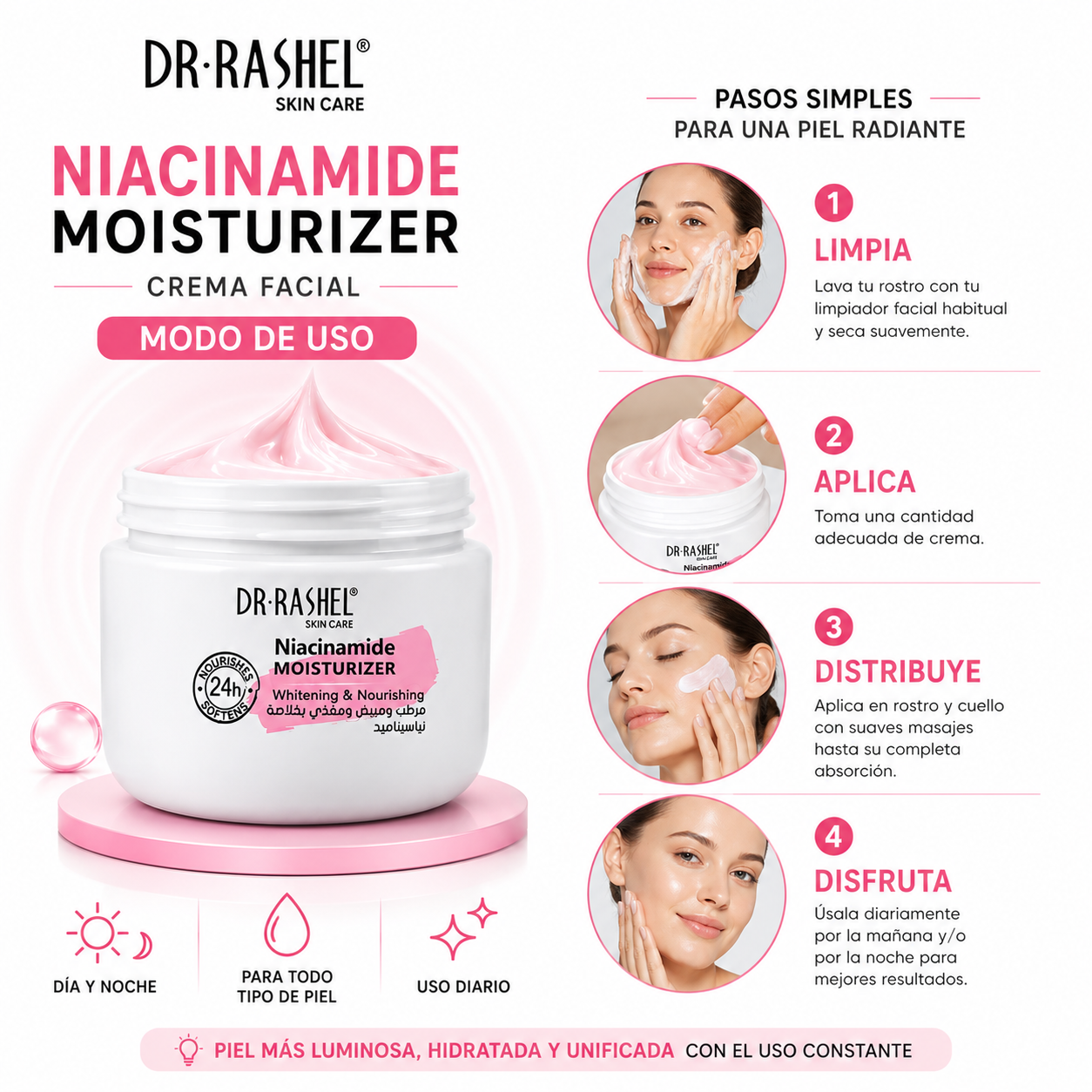CREMA FACIAL NIACINAMIDE MOISTURIZER 160ML DR RASHEL - 3