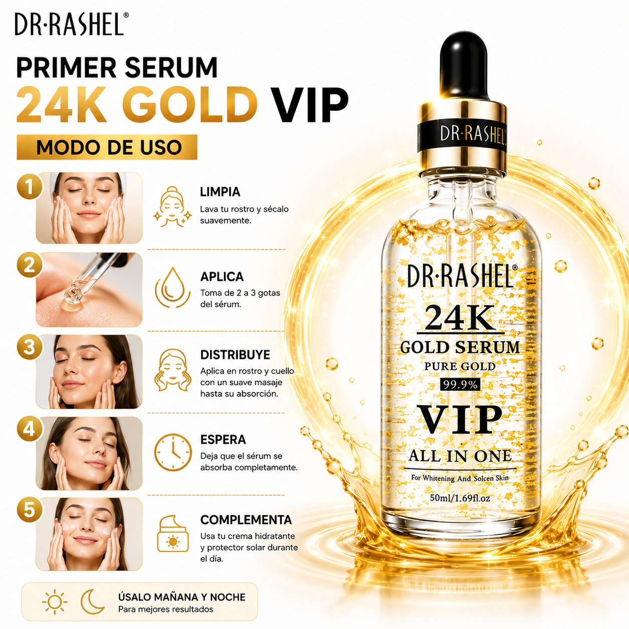 PRIMER SERUM 24K GOLD VIP 50ML DR RASHEL - 3
