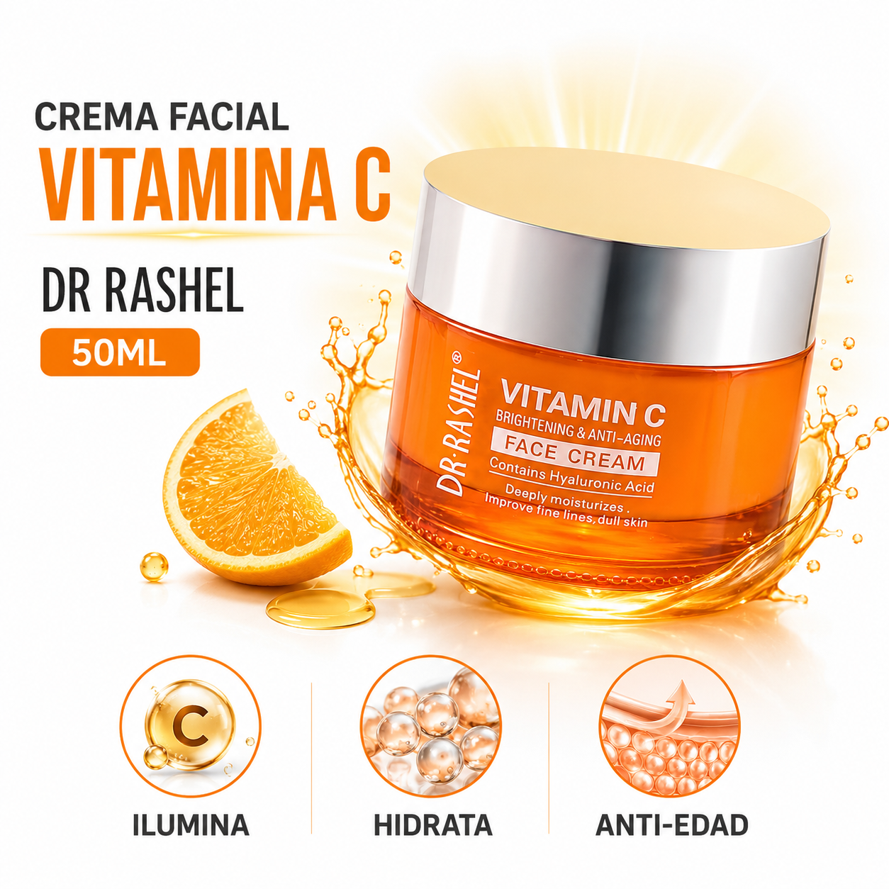 CREMA FACIAL VITAMINA C 50ML DR RASHEL - 1