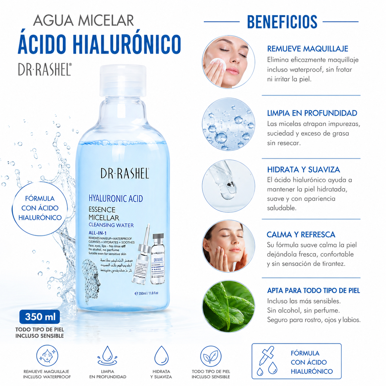 PACK 2 AGUA MICELAR ÁCIDO HIALURÓNICO 350ML DR RASHEL - 2