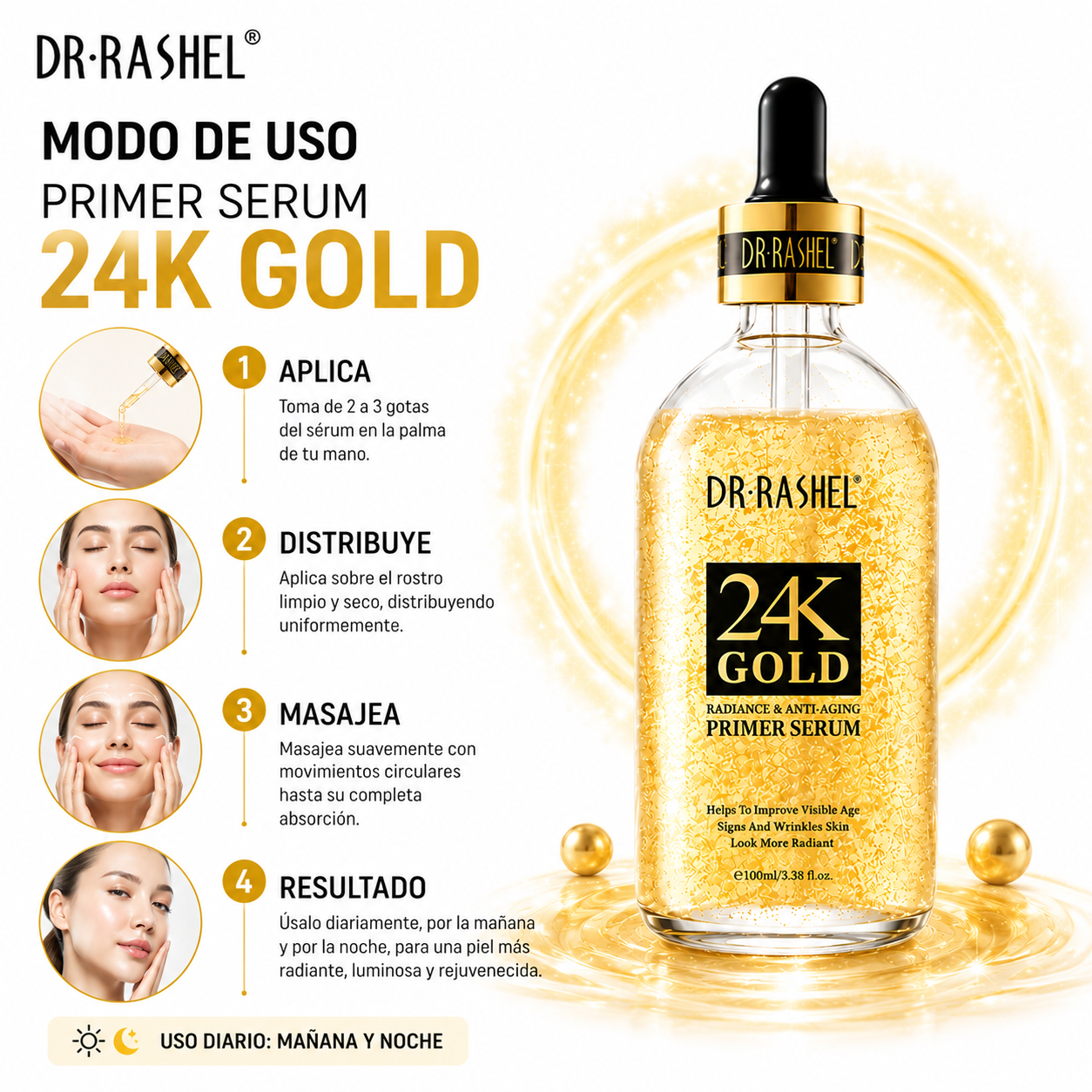 PRIMER SERUM 24K GOLD 100ML DR RASHEL - 3